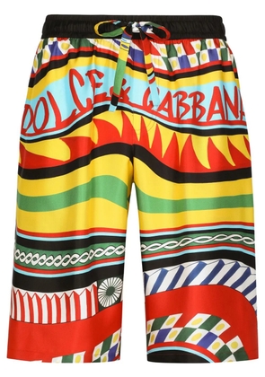 Dolce & Gabbana Carreto-print silk bermuda shorts - Multicolour