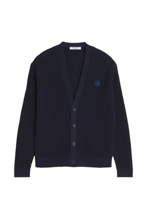 Maison Kitsuné textured logo-patch cardigan - Blue