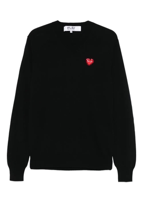 Comme Des Garçons Play emblem rhinestone-heart sweater - Black