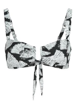 Karl Lagerfeld fan-print bikini top - Black