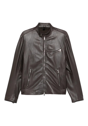 Tagliatore zip-up leather jacket - Brown