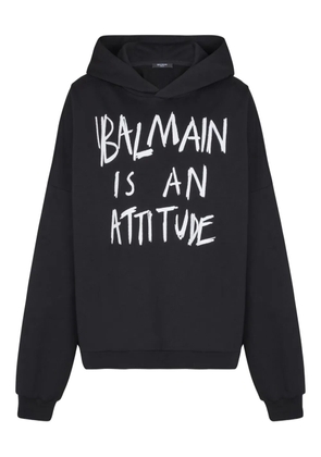 Balmain long-sleeved cotton hoodie - Black