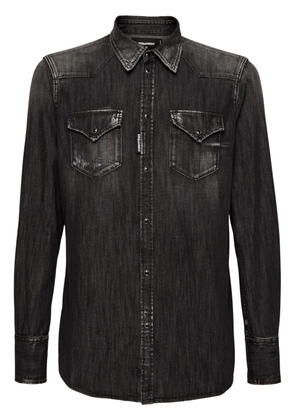 DSQUARED2 long-sleeve washed denim shirt - Black