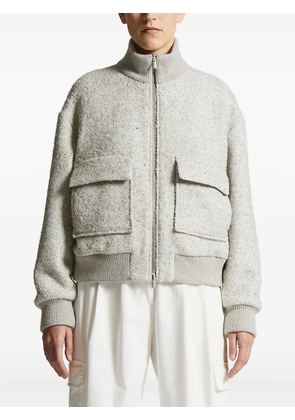 Peserico herringbone-pattern bomber jacket - Grey