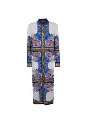 La DoubleJ floral placed maxi dress - White