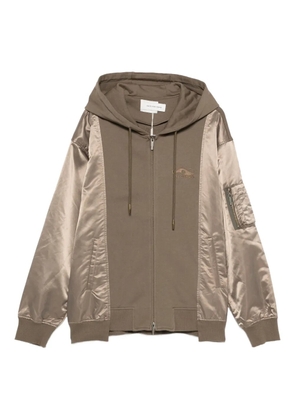 Feng Chen Wang satin-panel hooded jacket - Neutrals