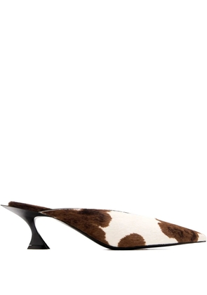 Mugler 55 Fang cowhide pointed-toe mules - Brown