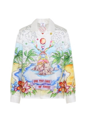 Casablanca printed long-sleeve shirt - White