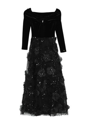 NISSA floral-appliqué dress - Black