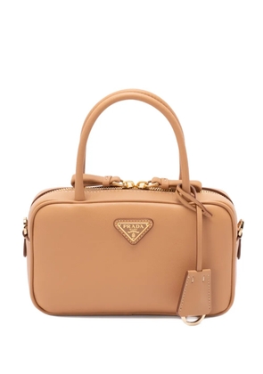 Prada triangle logo bauletto tote bag - Neutrals
