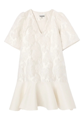 GANNI V-neck mini dress - Neutrals