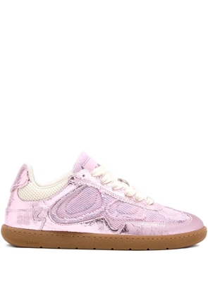GANNI metallic-finish sneakers - Pink