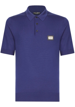 Dolce & Gabbana logo-tag virgin-wool polo shirt - Blue