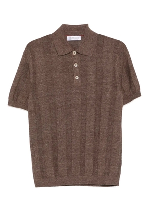 Brunello Cucinelli ribbed polo shirt - Brown