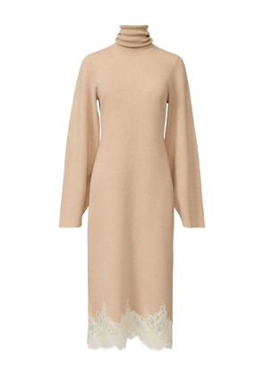 Fabiana Filippi roll-neck lace-trim dress - Neutrals