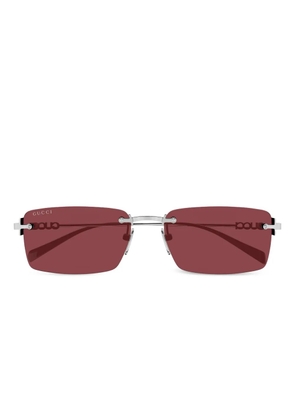 Gucci Eyewear logo rectangle sunglasses - Silver