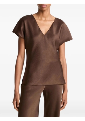 Vince cap-sleeve V-neck blouse - Brown
