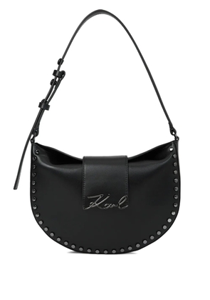 Karl Lagerfeld K/Signature stud-embellished shoulder bag - Black