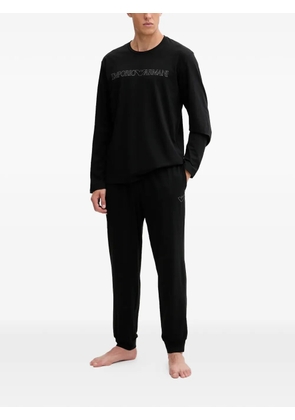 Emporio Armani logo-detail pyjama set - Black