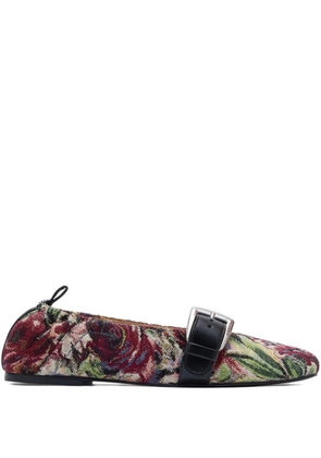 GANNI tapestry-weave buckled ballet flats - Multicolour