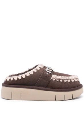 Mou Bounce logo-plaque mules - Brown