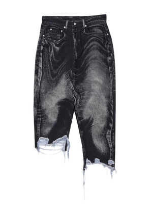 CamperLab acid-wash frayed denim skirt - Black