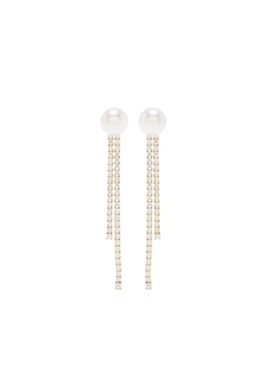 Mizuki 18kt yellow gold Akoya pearl and diamond drop earrings