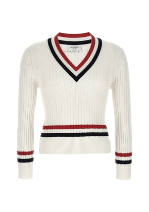 Thom Browne V-neck cotton sweater - White
