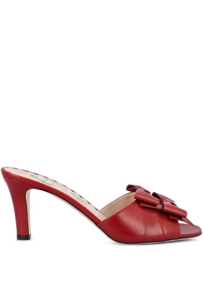 Valentino Garavani 70mm double-bow leather sandals - Red