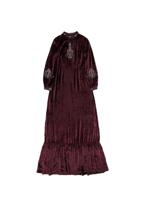 Fortela Georgine velvet embroidery maxi dress - Red