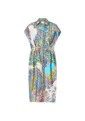 Camilla waist-tie paisley-pattern dress - White
