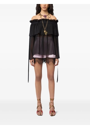 Nina Ricci boat-neck silk top - Black