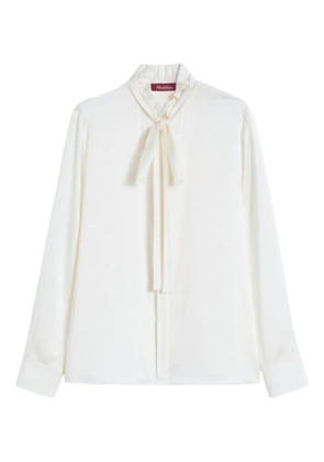 Max Mara ruffled neck-tie blouse - Neutrals