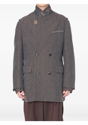 Kolor herringbone double-breasted coat - Grey