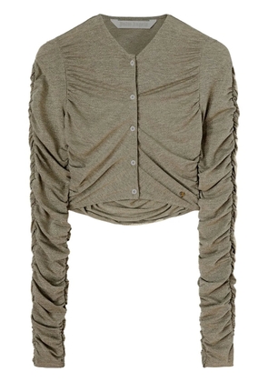 Palm Angels ruched Lurex cropped cardigan - Green