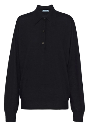 Prada long-sleeve cashmere polo shirt - Black