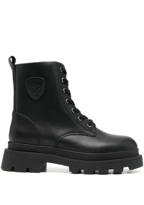 Blauer faux-leather combat boots - Black