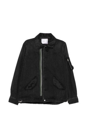 sacai zip denim jacket - Black