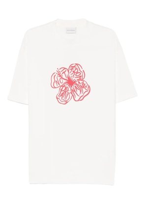 Drôle De Monsieur slogan hibiscus T-shirt - White