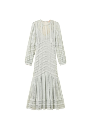 TWINSET striped laced midi dress - Neutrals