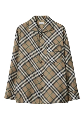Burberry check-pattern silk pyjama shirt - Brown