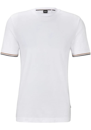 BOSS striped-cuffs cotton T-shirt - White