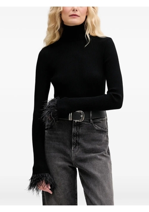 Aniye By Plum feather-trim turtleneck sweater - Black