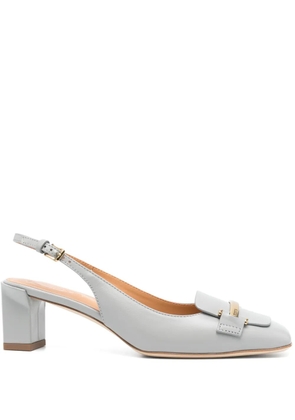Tod's 50mm logo-engraved slingback pumps - Grey