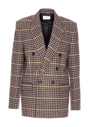Saint Laurent check double-breasted blazer - Brown