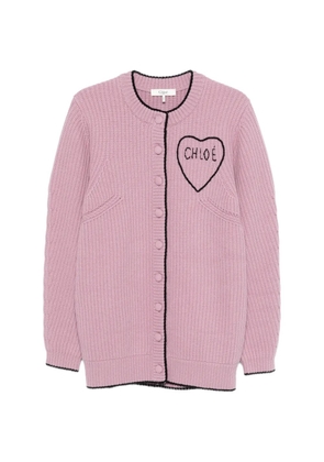 Chloé logo rib knit cardigan - Pink