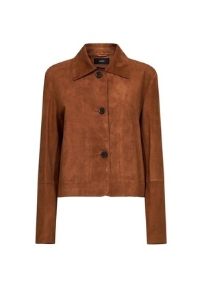 Arma collared buttoned leather jacket - Brown