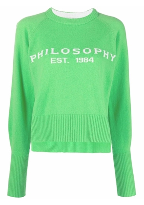 Philosophy Di Lorenzo Serafini logo-intarsia crew-neck jumper - Green