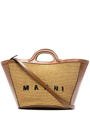 Marni Tropicalia logo-embroidered tote bag - Brown