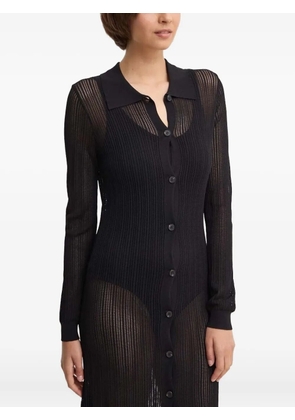 Sandro Ferrone polo-neck ribbed-knit midi day dress - Black